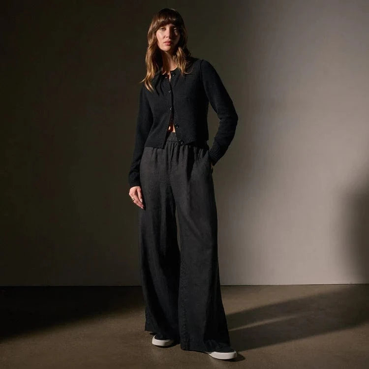 James Perse Lightweight Linen Wide Leg Pant - Garment Dyed by