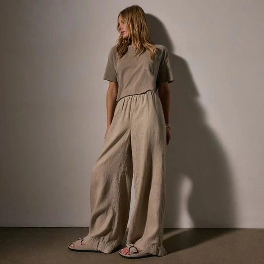 James Perse Womens Pants James Perse Lightweight Linen Wide Leg Pant