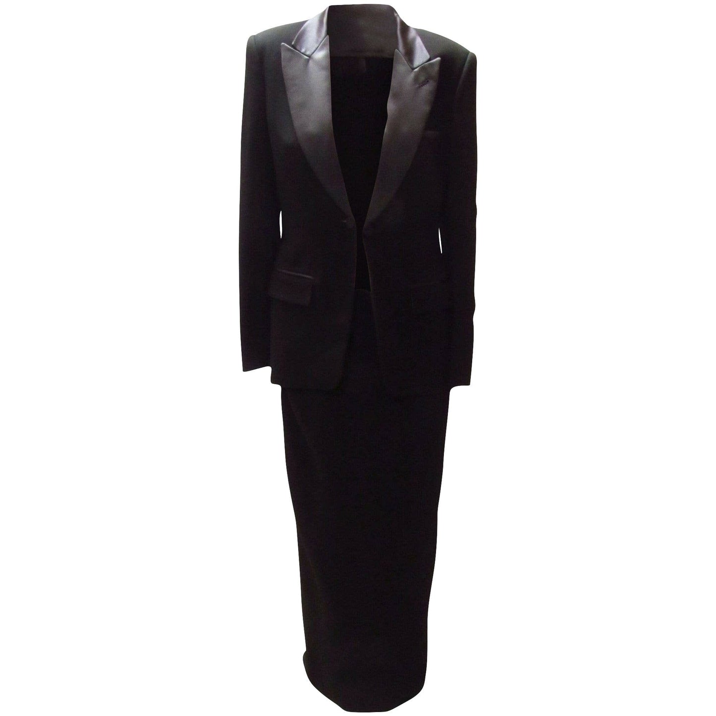 Dresses Jean Paul Gaultier Classique Tuxedo Dress - Black Wool Rayon Black