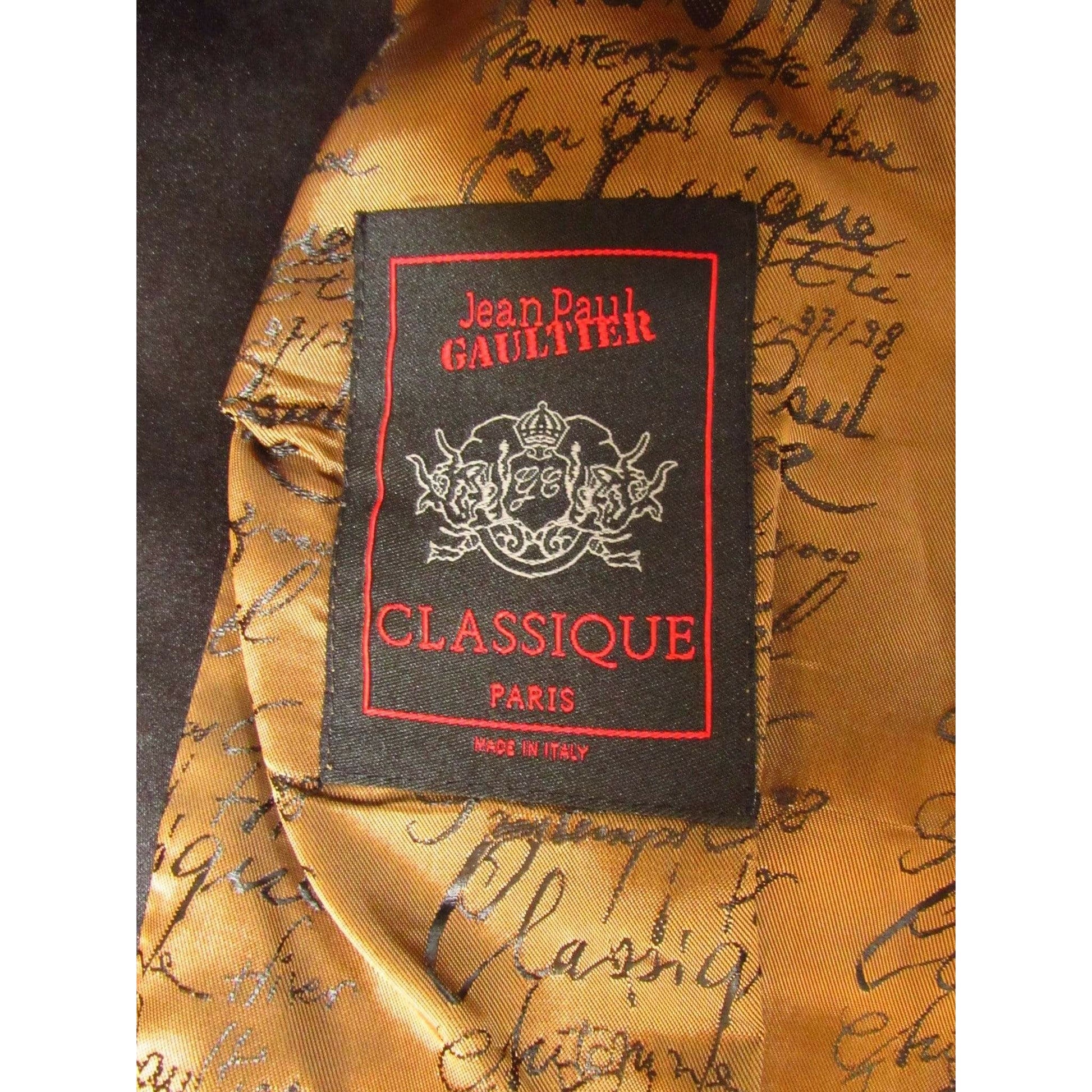 Dresses Jean Paul Gaultier Classique Tuxedo Dress - Black Wool Rayon Dark Khaki