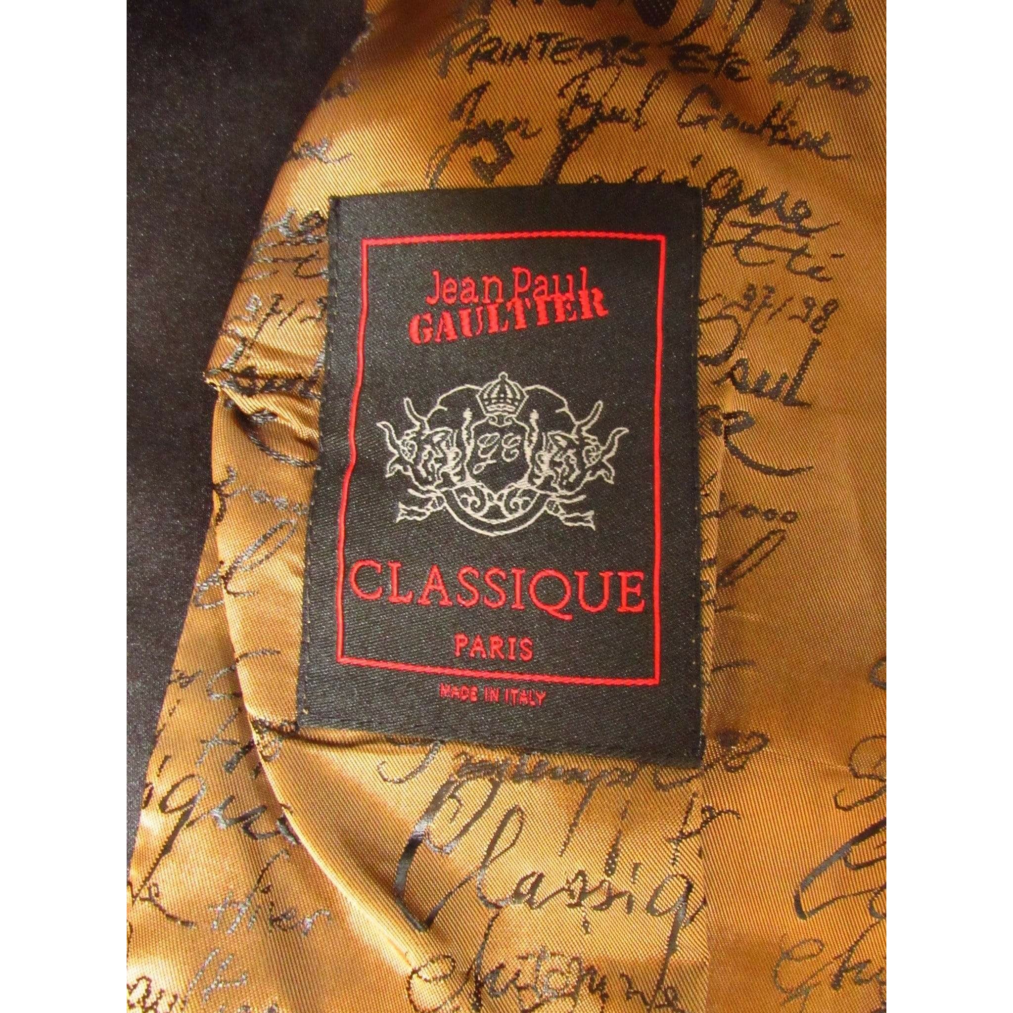 Dresses Jean Paul Gaultier Classique Tuxedo Dress - Black Wool Rayon Dark Khaki