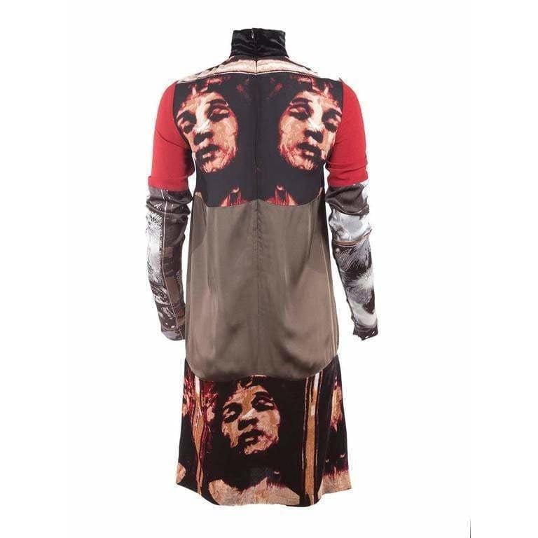 Dresses Jean Paul Gaultier Vintage Dress - Graphic Velvet Silk 1990s Dim Gray