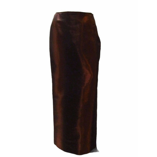 Jean Paul Gaultier Skirts 8 / Maroon / Rayon Jean Paul Gaultier Femme Long Metallic Wine Skirt