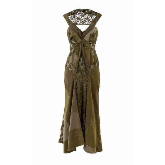 Dresses Junya Watanabe Deconstructed Lace Panel Dress Dark Olive Green