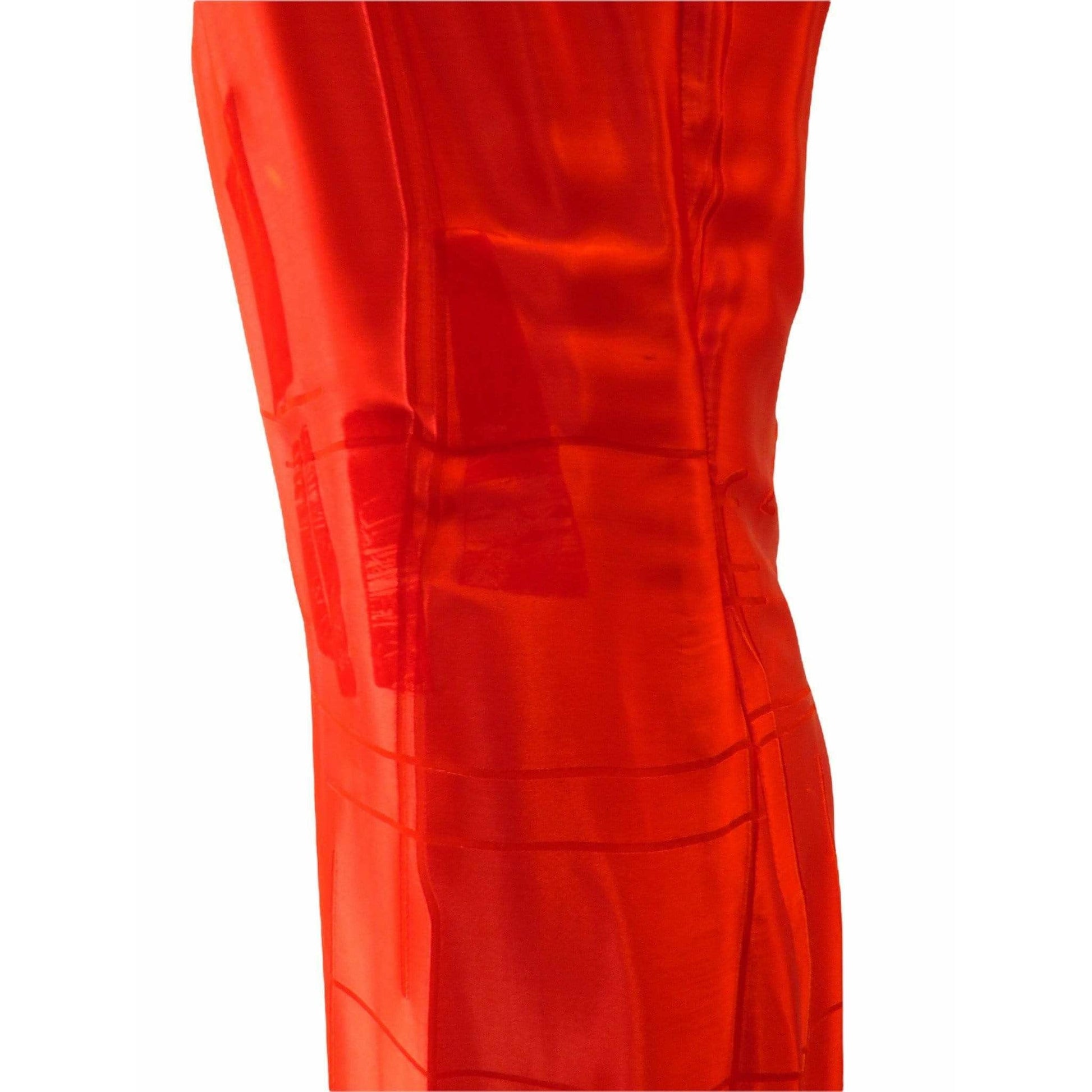 Dresses Martine Sitbon Red Silk and Velvet Dress Firebrick