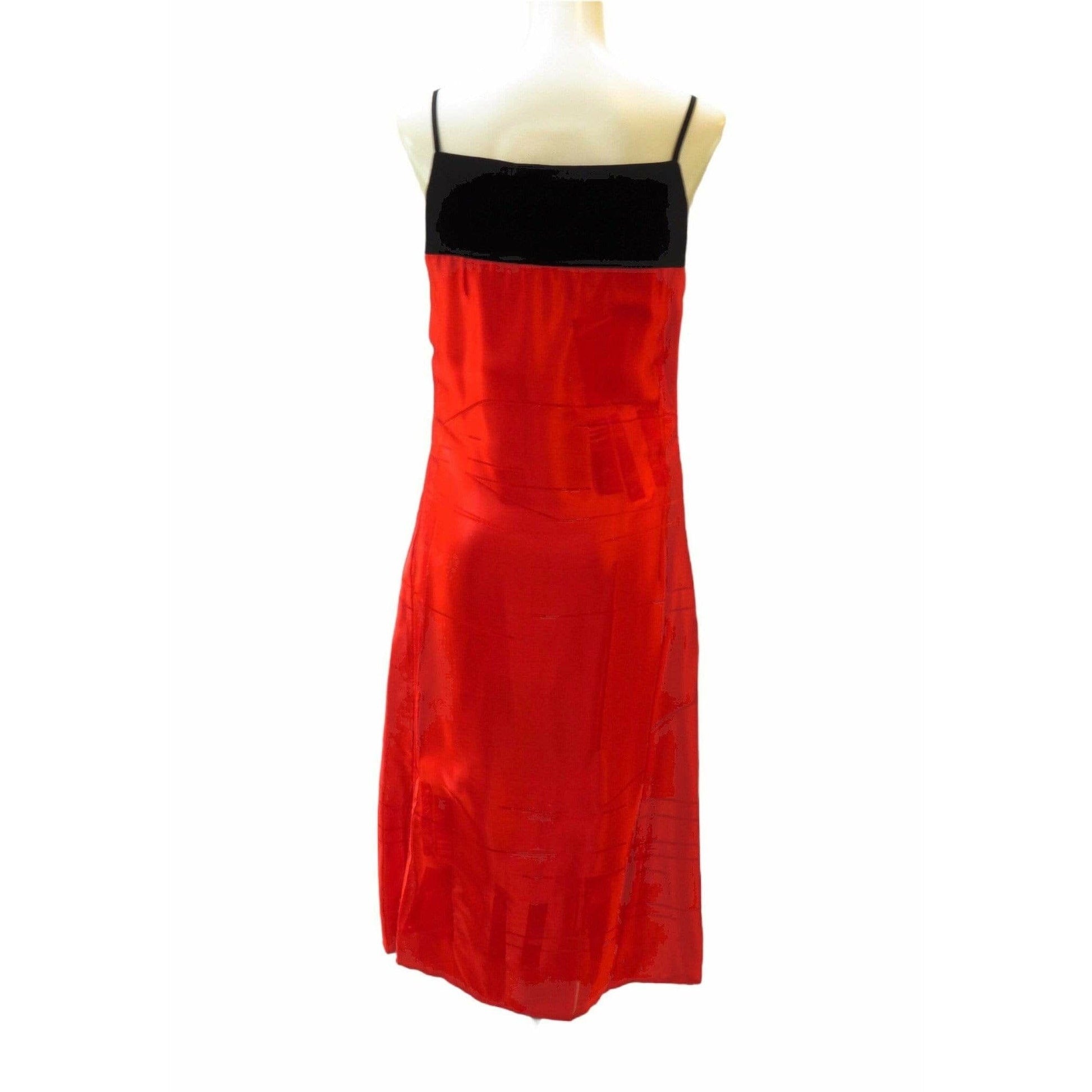 Dresses Martine Sitbon Red Silk and Velvet Dress Firebrick