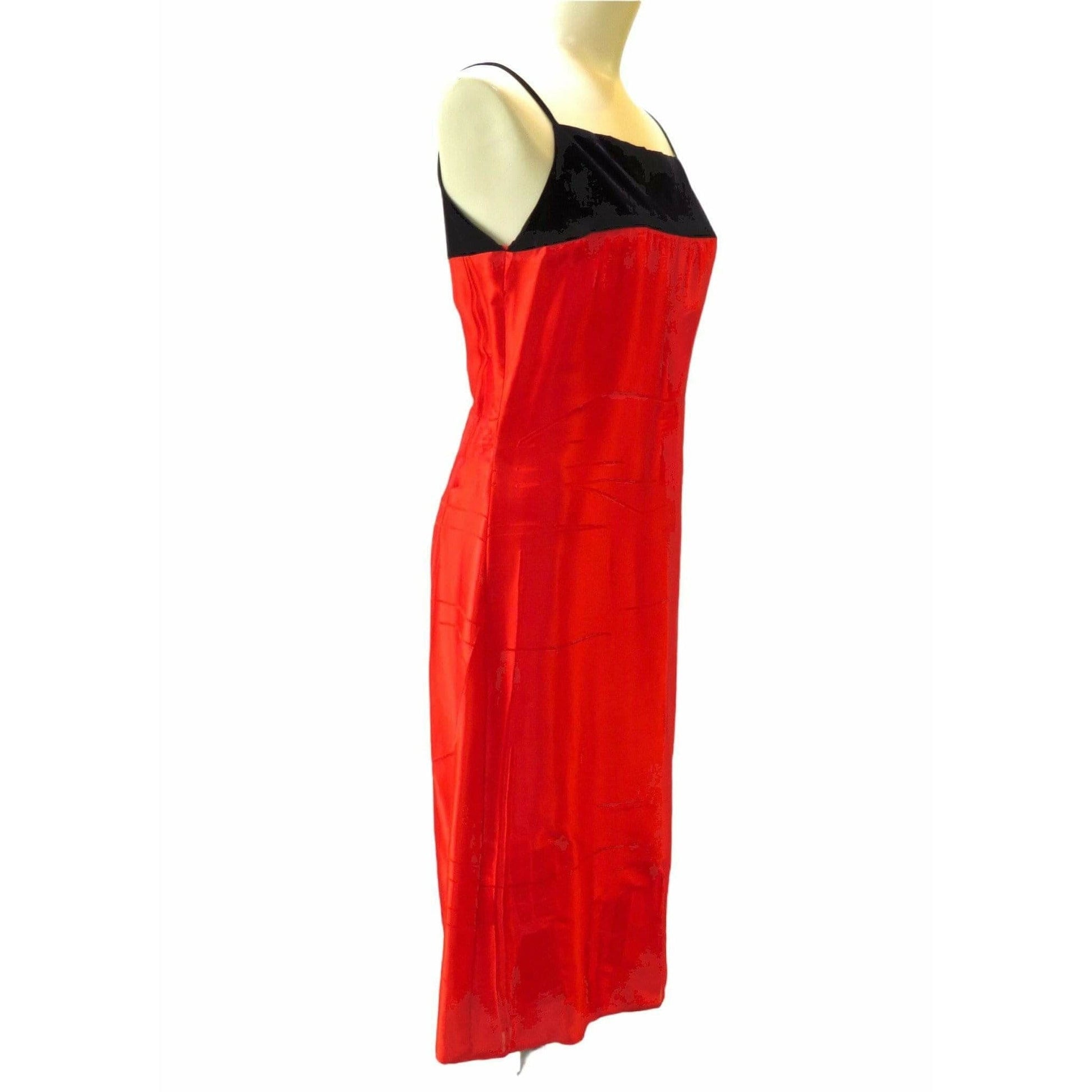 Martine Sitbon Red Silk and Velvet Dress - Anastasia Boutique