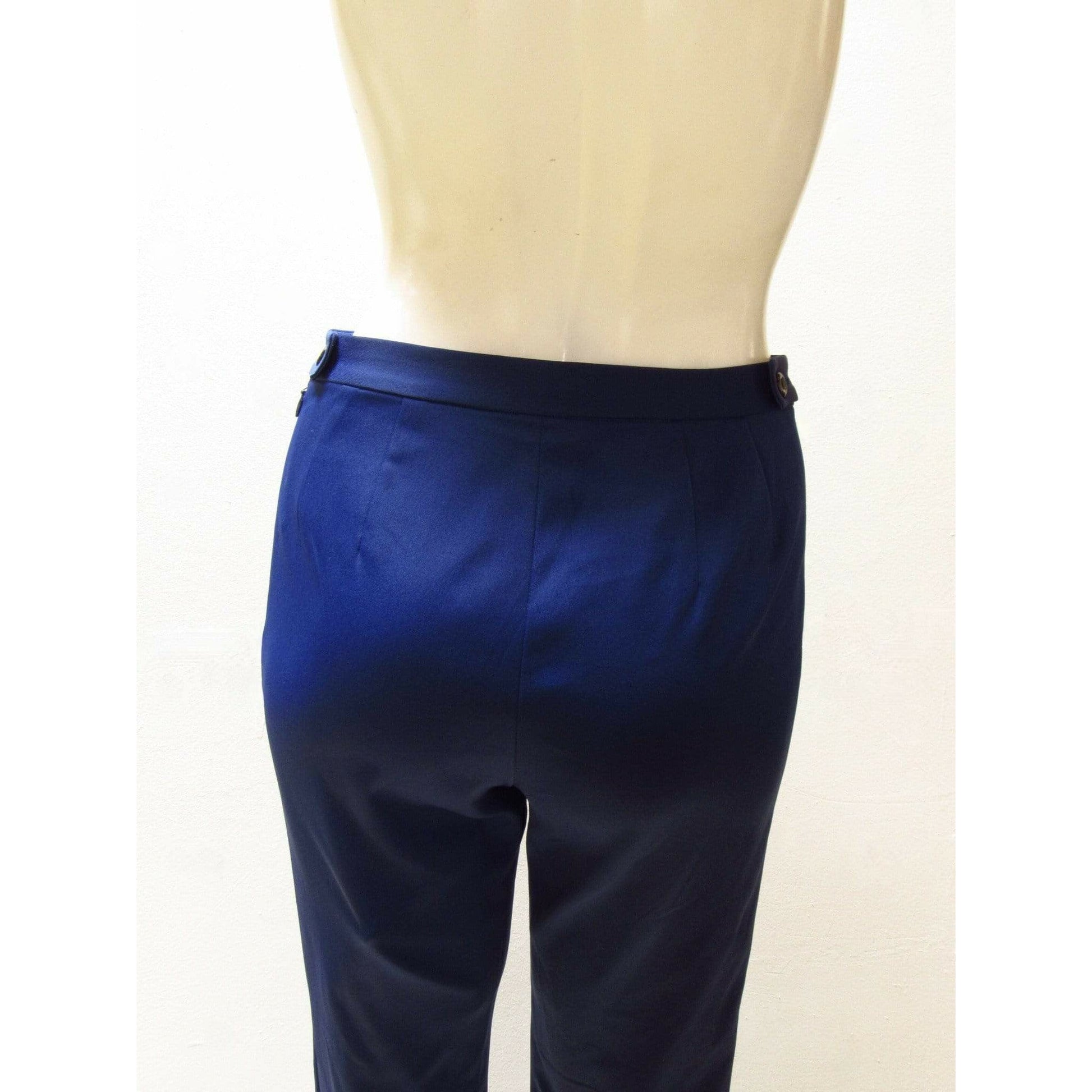 Matsuda Cobalt Blue High Waist Flared Pants Antique White