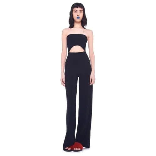 Norma Kamali Strapless Cut Out Jumpsuit in Black