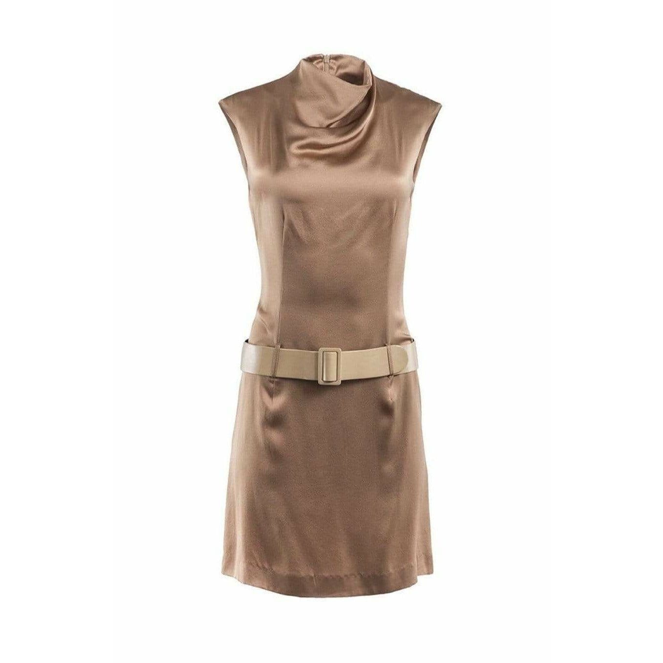 silk brown mini dress House Of Sunny - The Mini Satin Shift Dress - Chocolate main image 0