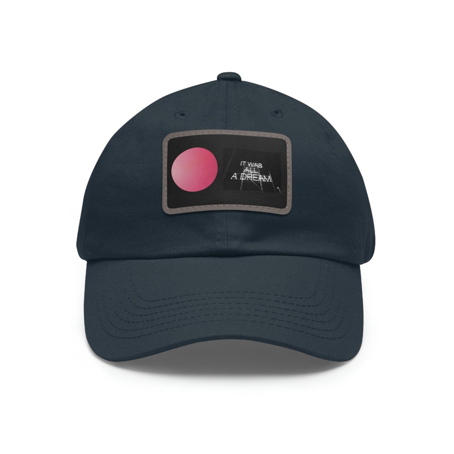 Printify Hats Navy / Grey patch / Rectangle / One size Dad Hat with Leather Patch (Rectangle)
