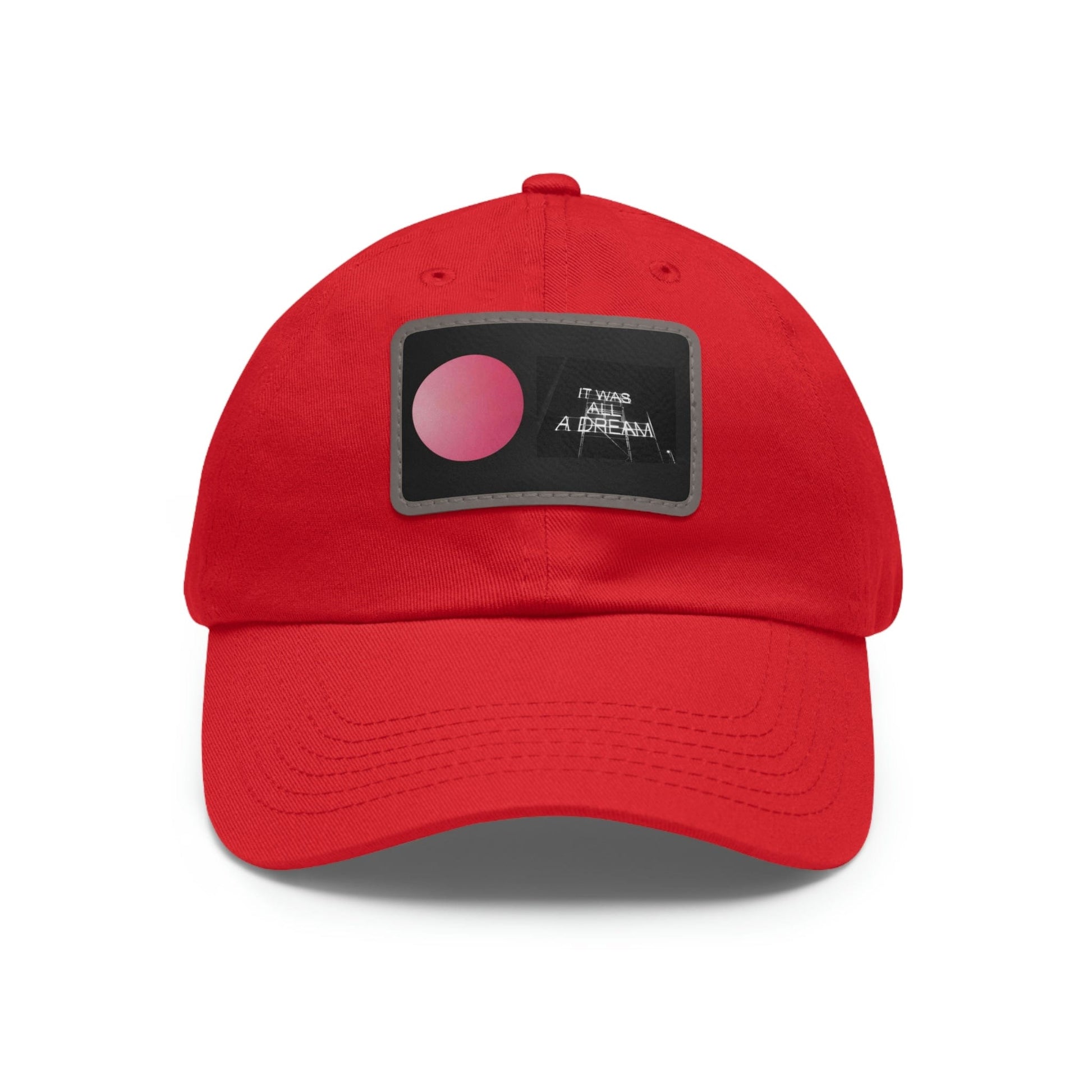 Printify Hats Red / Grey patch / Rectangle / One size Dad Hat with Leather Patch (Rectangle)