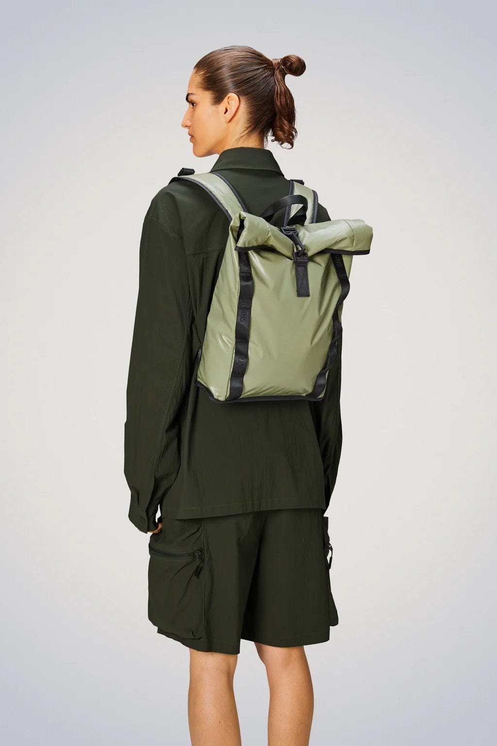 Backpacks RAINS Sibu Rolltop Rucksack Mini - Waterproof Rolltop Bag Light Gray