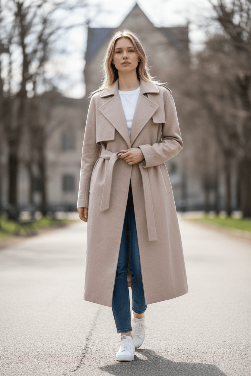 Rick Owens Trench Coat - Oversized Pearl Cotton Canvas by Rick