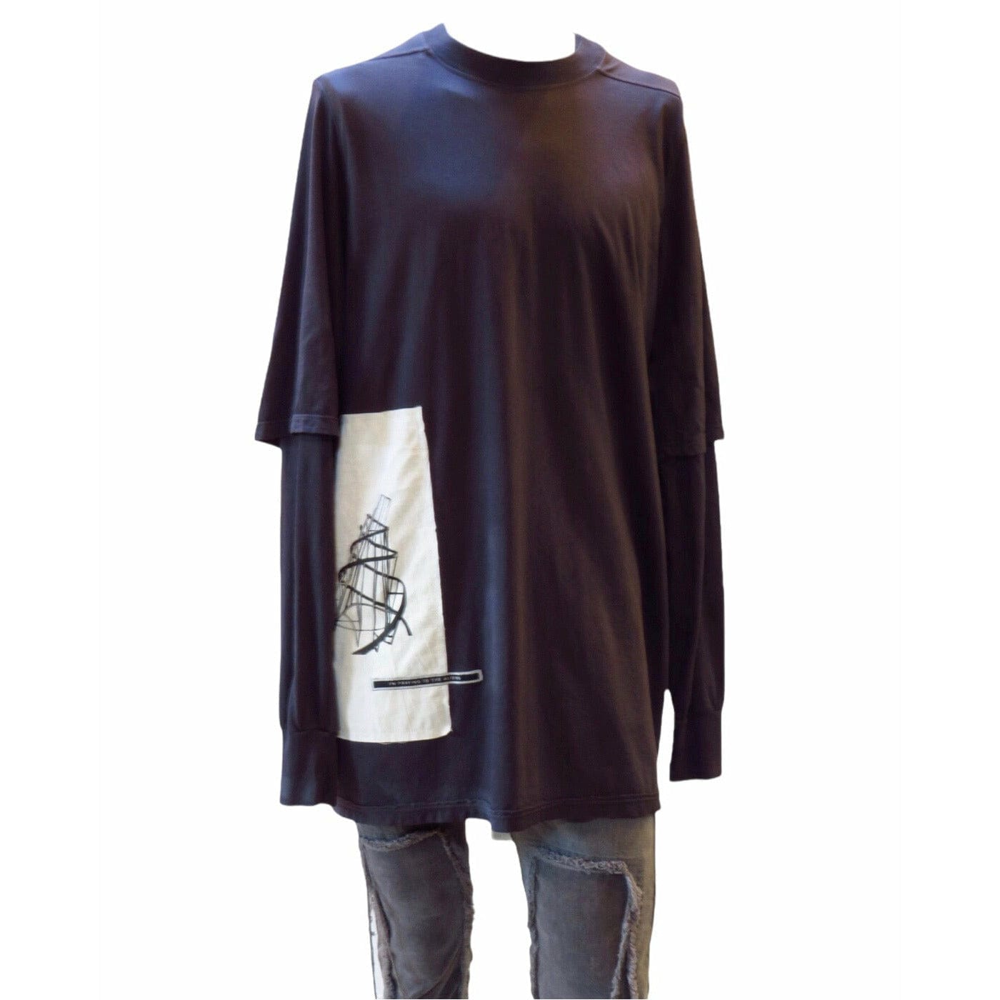 Shirts & Tops Rick Owens Crewneck Long Sleeve Tee Dark Slate Gray