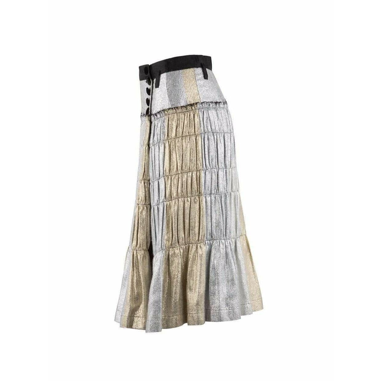 SkirtsseotitleTao Comme des Garcons Gold and Silver Pleated Wrap Skirtvendor shopname