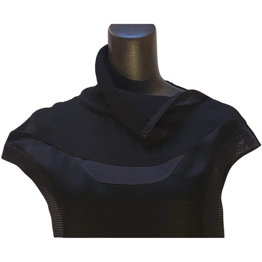 Dresses Undercover Vintage Sheer Panel Dress - Black Wool Silk White Smoke