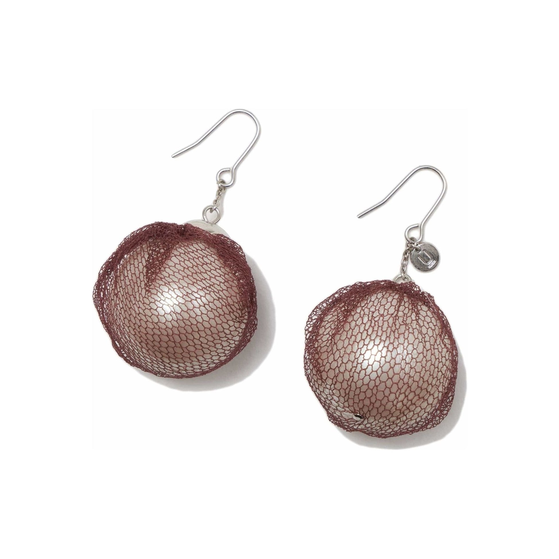 Earrings Undercover SS24 Pearl Earrings - Bordeaux Silk Tulle White Smoke