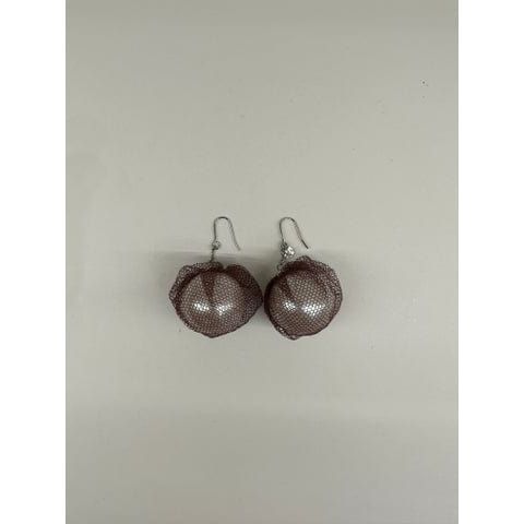 Earrings Undercover SS24 Pearl Earrings - Bordeaux Silk Tulle Dark Gray