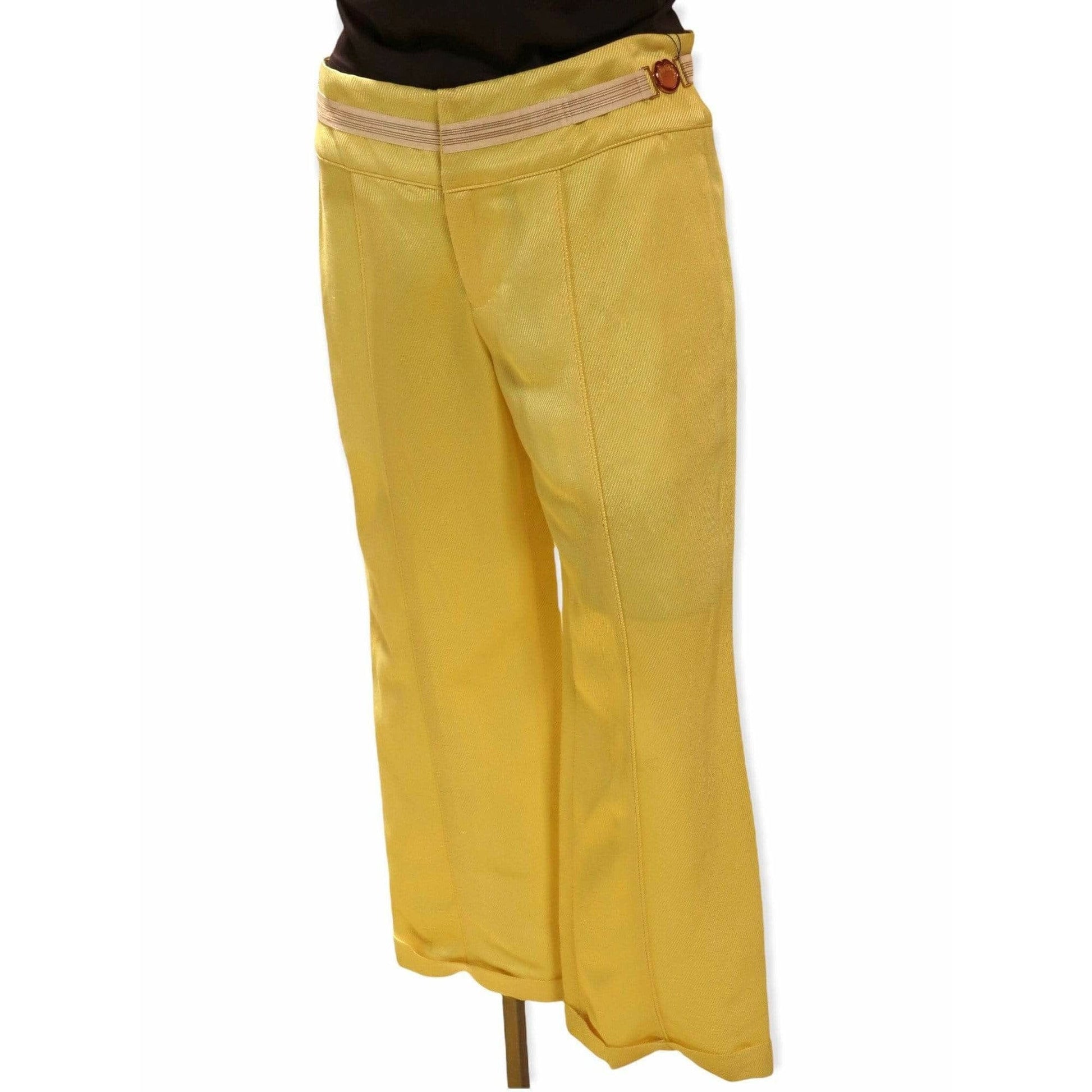 Pants Undercover Vintage Yellow Crop Pant - Silk Linen Blend Dark Khaki