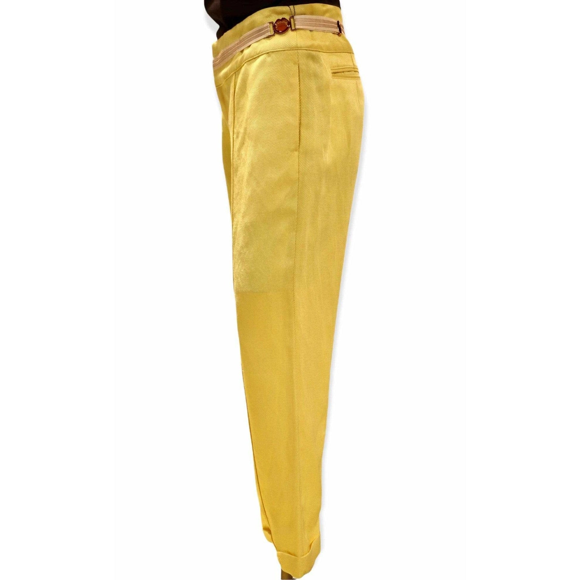 Pants Undercover Vintage Yellow Crop Pant - Silk Linen Blend White Smoke