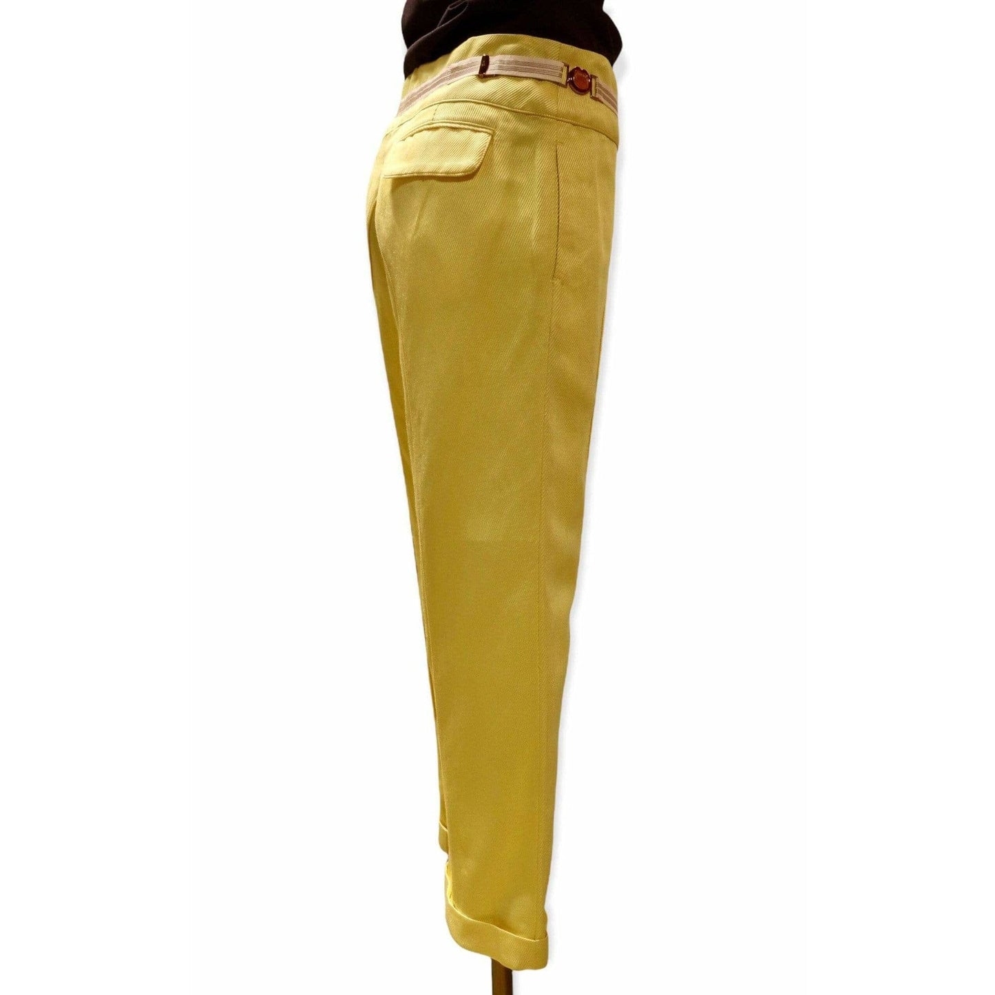 Pants Undercover Vintage Yellow Crop Pant - Silk Linen Blend White Smoke