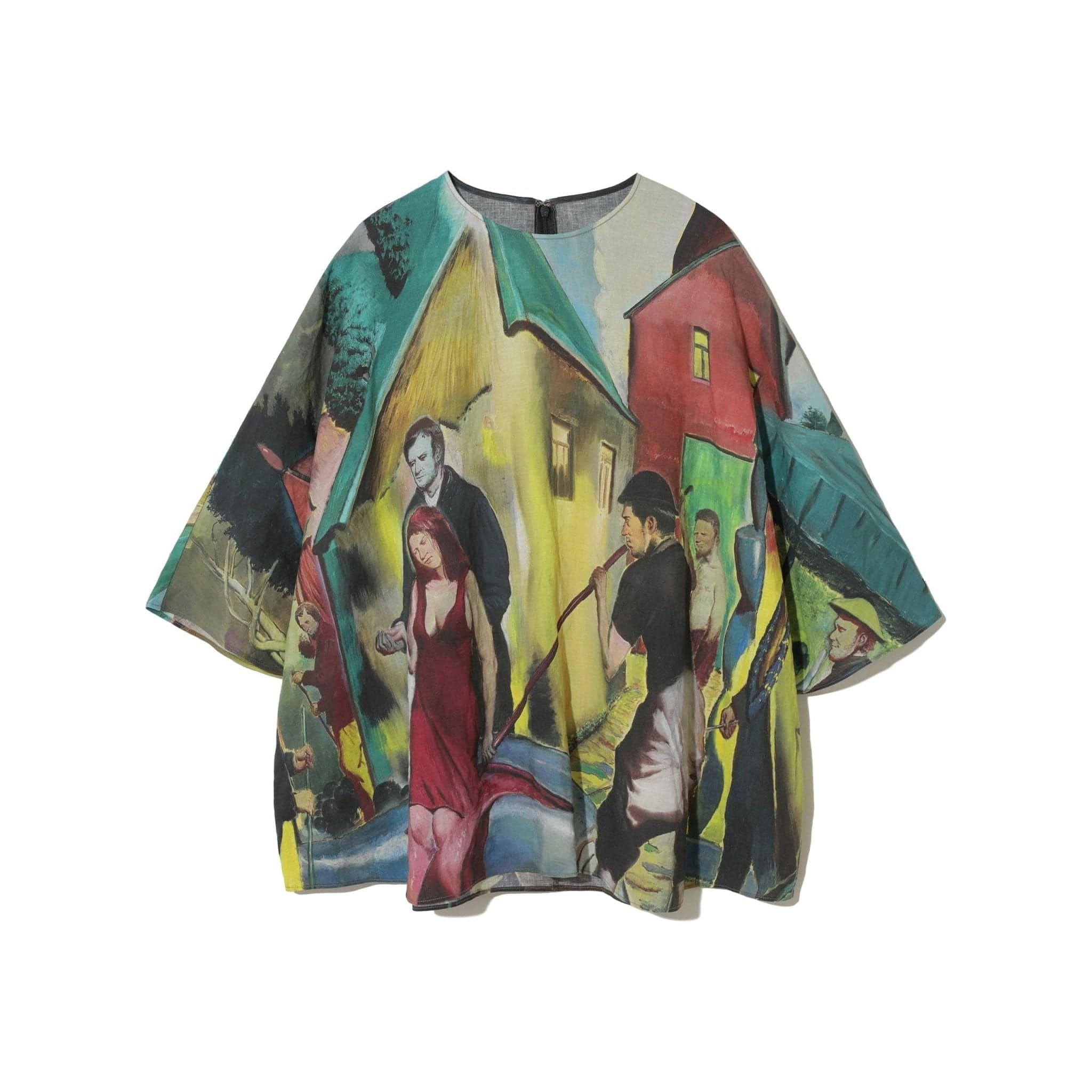 Shirts & Tops Undercover Graphic Linen Blouse in Char Base (SS24) Dim Gray