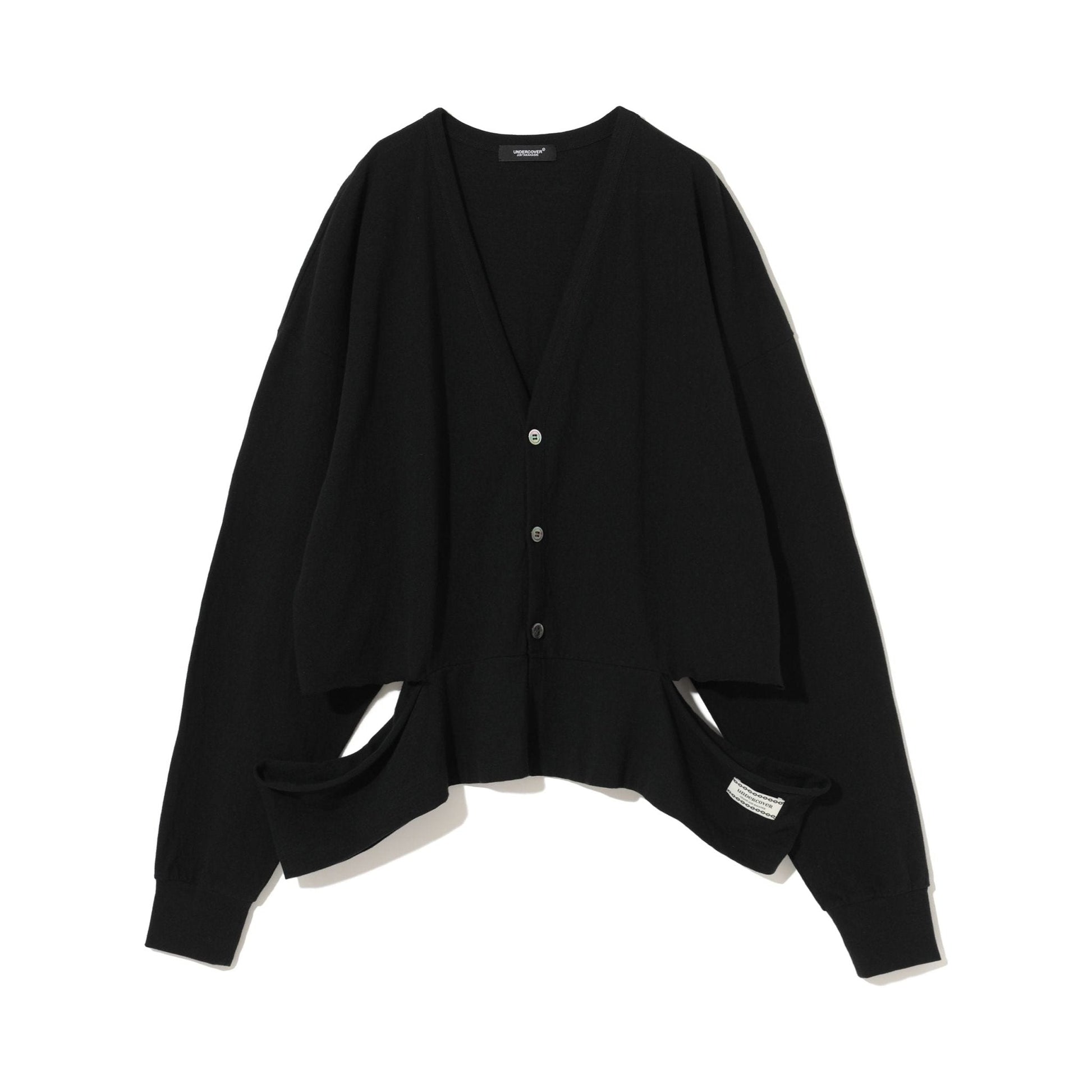 Sweater Undercover SS24 Cutout Cardigan - Black Cotton V-Neck Black