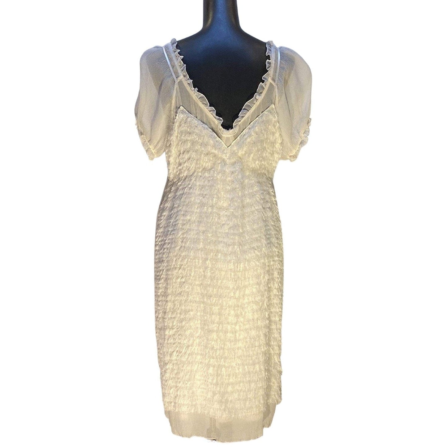 Undercover Women's dresses 3 / Cream / Silk/Rayon/Cupro Undercover Vintage Sheer Feather Dress