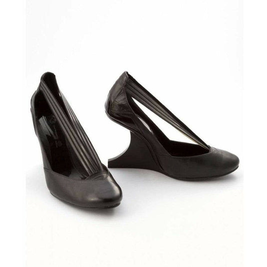 Yohji Yamamoto Shoes 40 / Black / Leather rubber and elastic Y-3 by Yohji Yamamoto Curved Wedge Heels