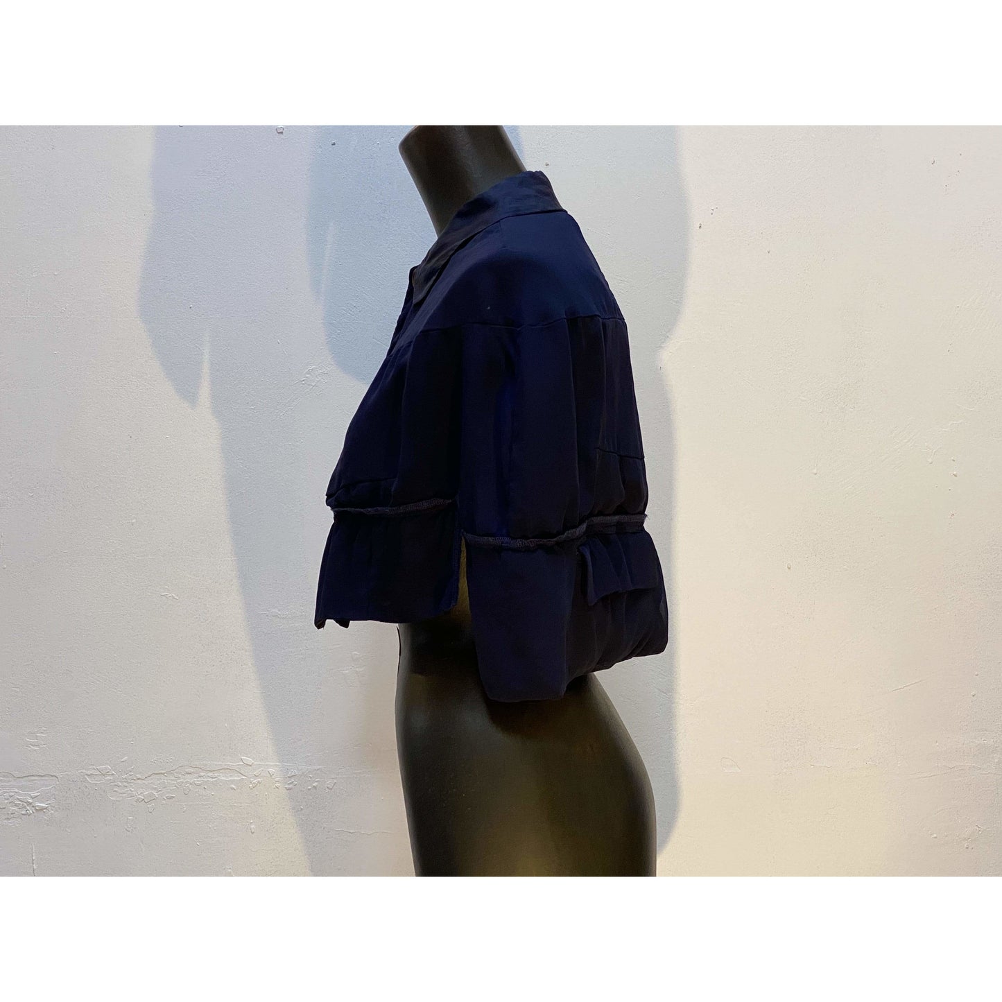 comme-des-gar-ons-navy-capelet Womens Jackets + Coats Gray