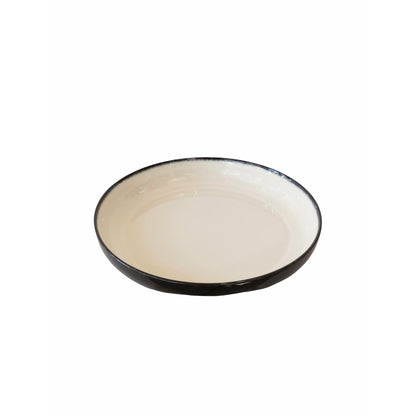 Ann Demeulemeester Home High Plate 15.5 centimeters / Off-white & black / Porcelain Ann Demeulemeester for Serax 15.5 cm High Plates (set of two)