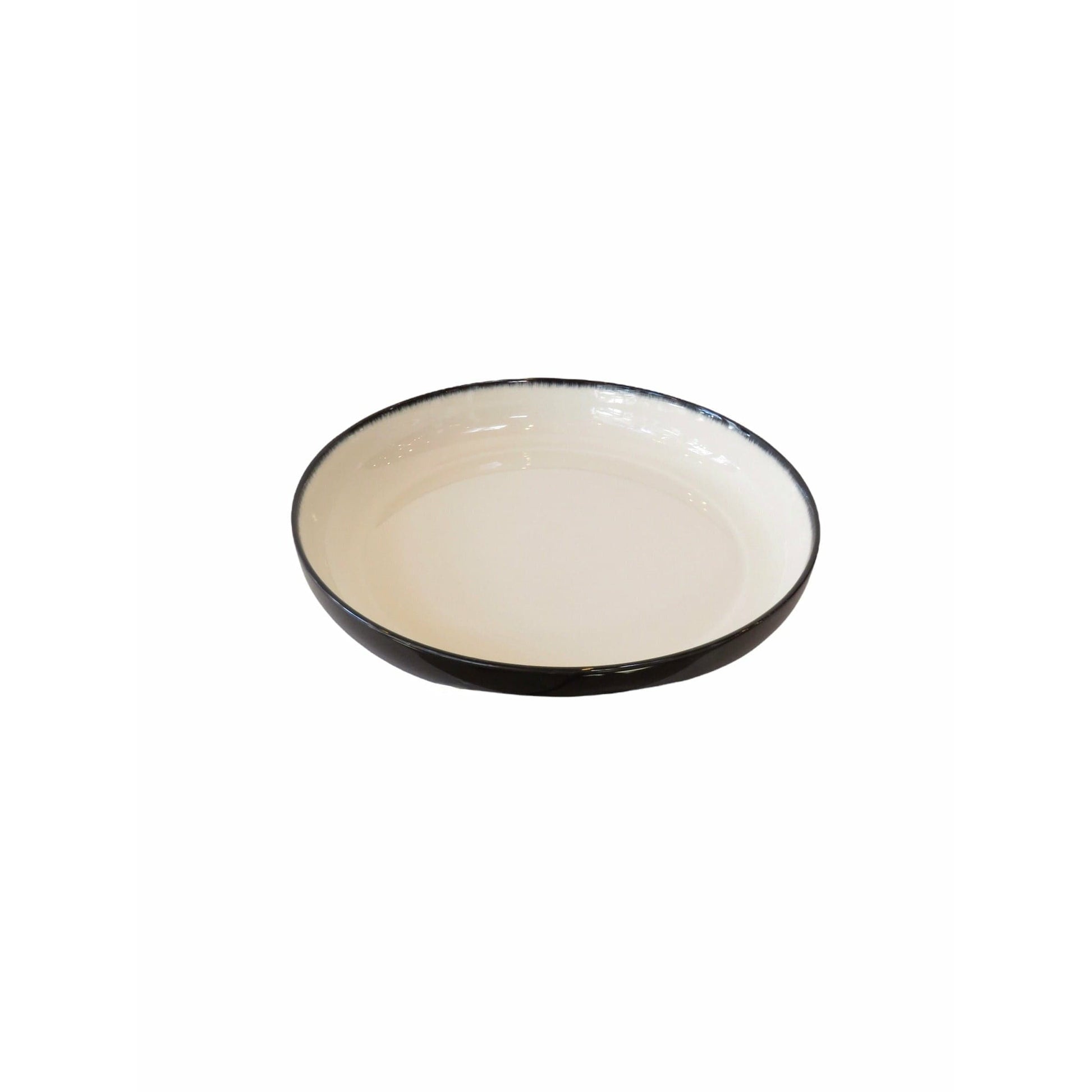 Ann Demeulemeester Home High Plate 27 centimeters / Off-white & black / Porcelain Ann Demeulemeester for Serax 27 cm High Plates (set of two)