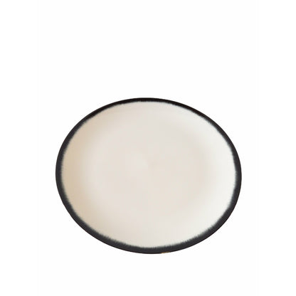 Ann Demeulemeester Home Plate 28 centimeters / Off-white & black / Porcelain Ann Demeulemeester for Serax 28 cm plates (set of two)