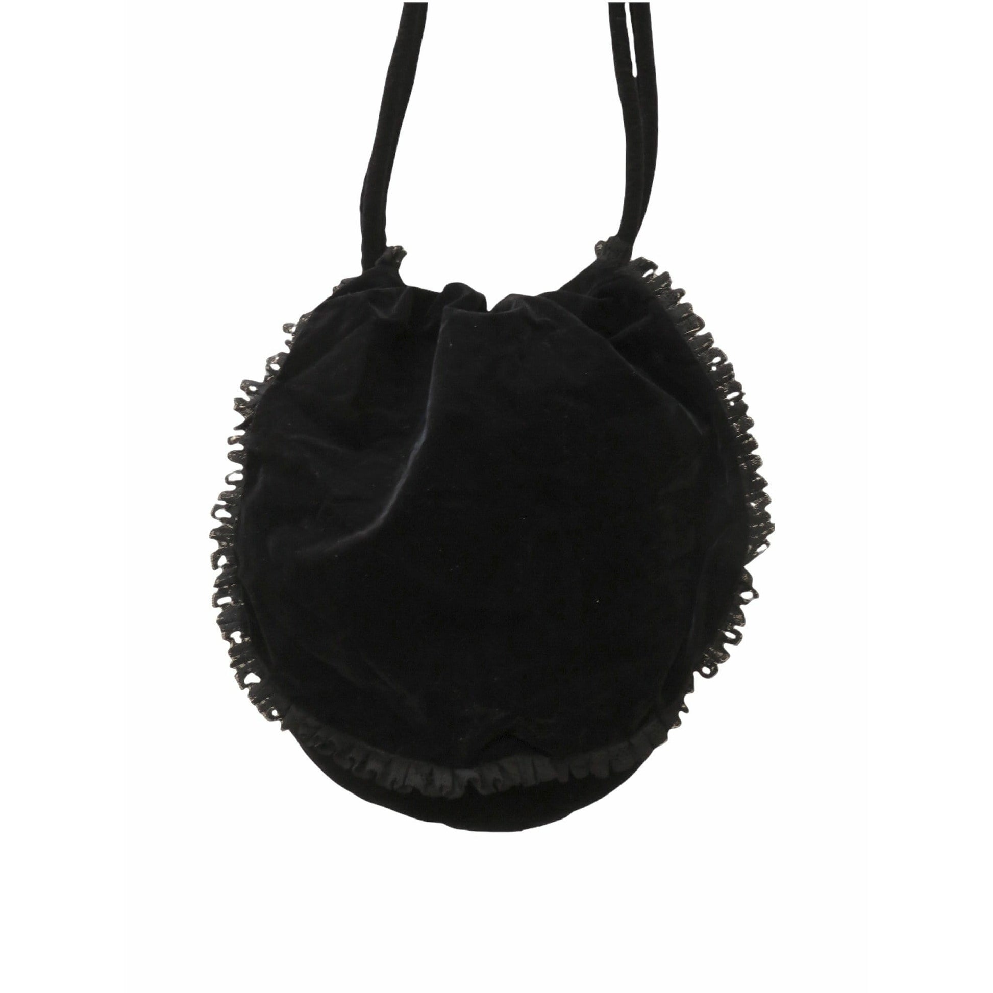 Handbags chantal-thomass-velvet-and-lace-ruffle-round-shoulder-bag Black