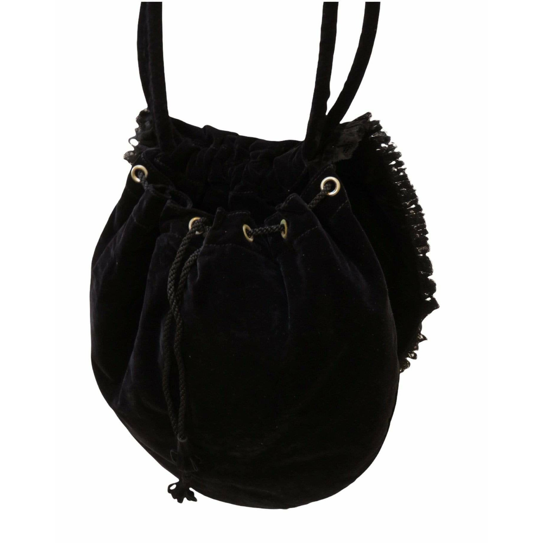 Handbags chantal-thomass-velvet-and-lace-ruffle-round-shoulder-bag Black