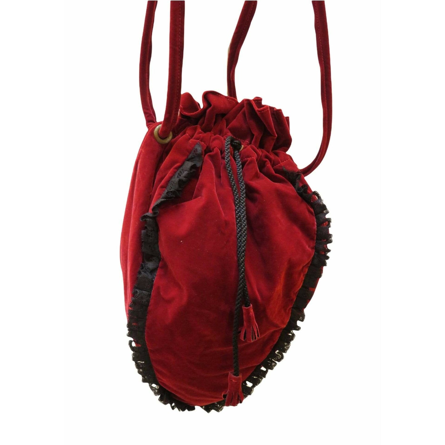 chantal-thomass-red-velvet-drawstring-pouch-shoulder-bag Handbags Dark Red