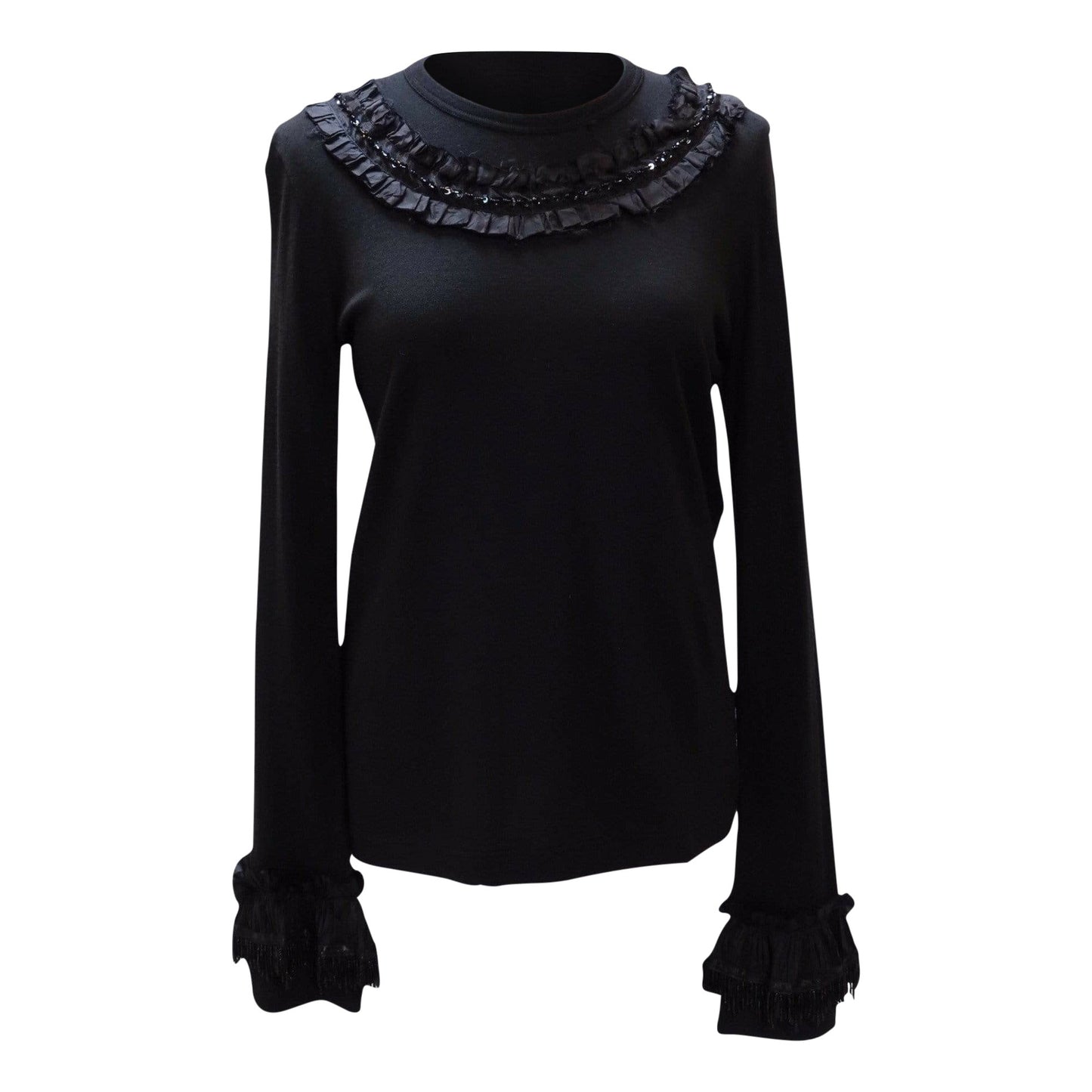 Shirts & Tops comme-des-garcons-black-sequin-embellished-long-sleeve-top Black