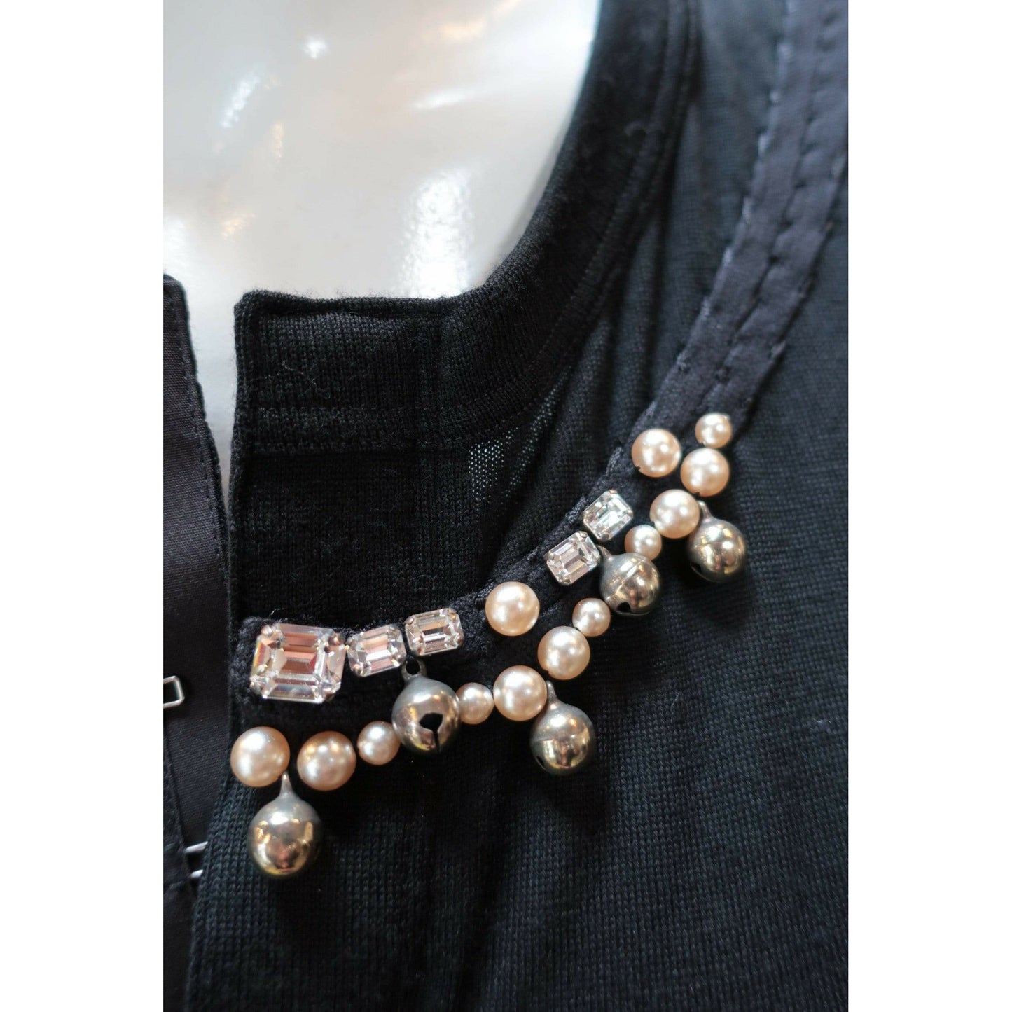Shirts & Tops comme-des-garcons-black-wool-pearl-embellished-cardigan Comme des Garçons Light Gray