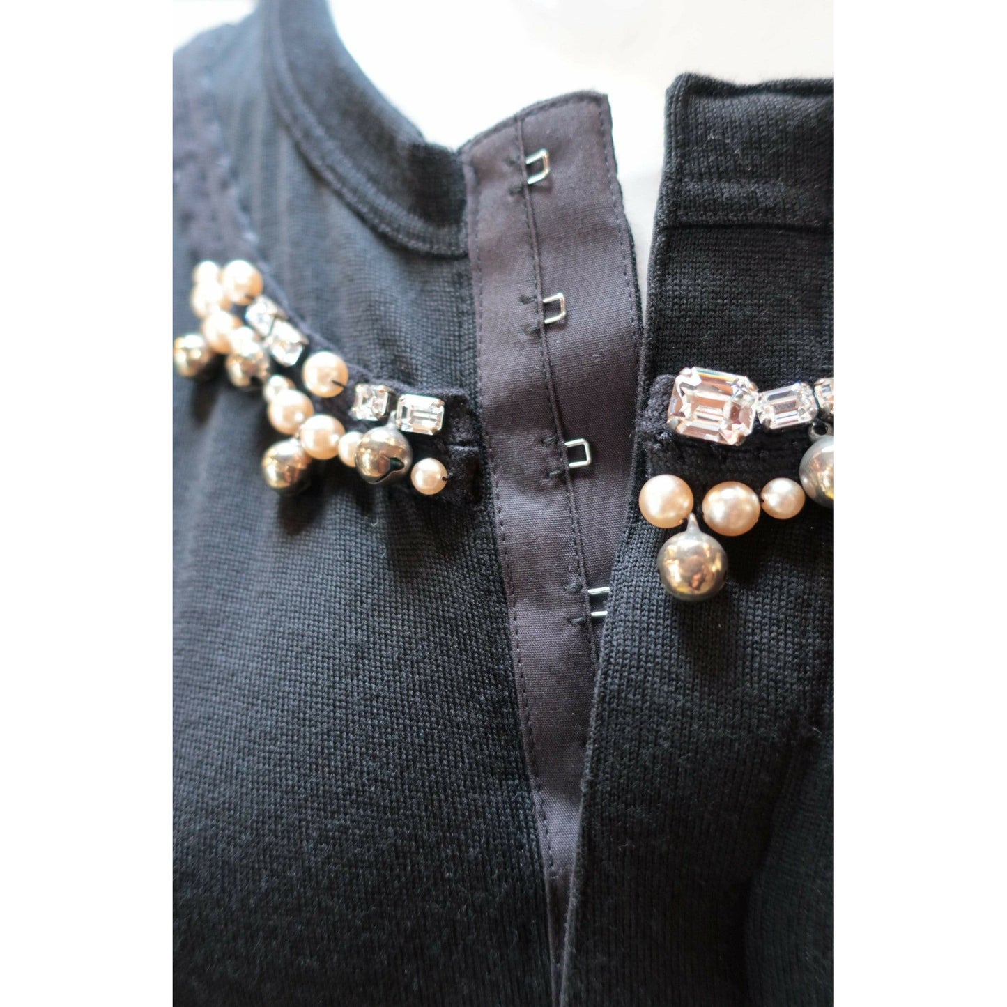 Shirts & Tops comme-des-garcons-black-wool-pearl-embellished-cardigan Comme des Garçons Dark Slate Gray