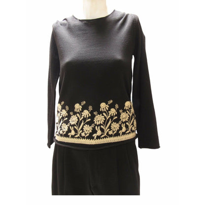 Shirts & Tops comme-des-garcons-floral-embroidered-knit-top Comme des Garçons Dark Slate Gray