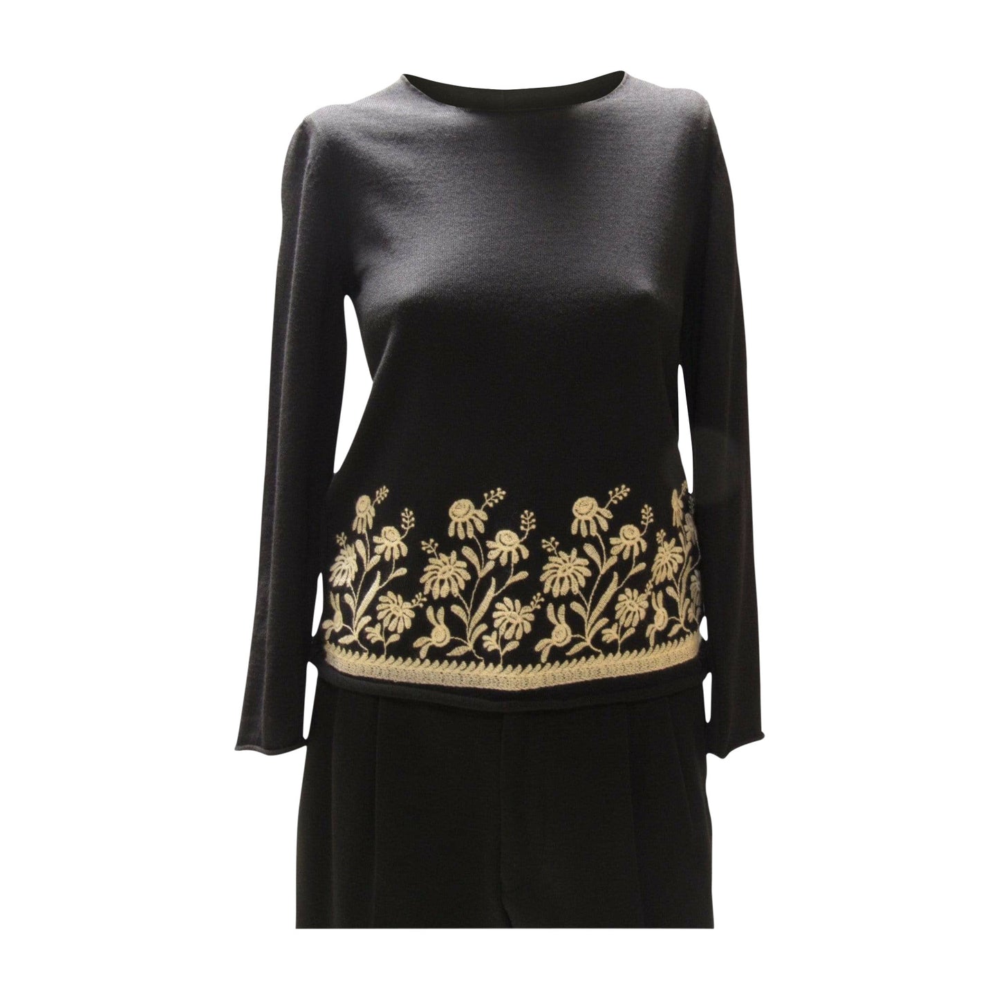 Shirts & Tops comme-des-garcons-floral-embroidered-knit-top Comme des Garçons Black
