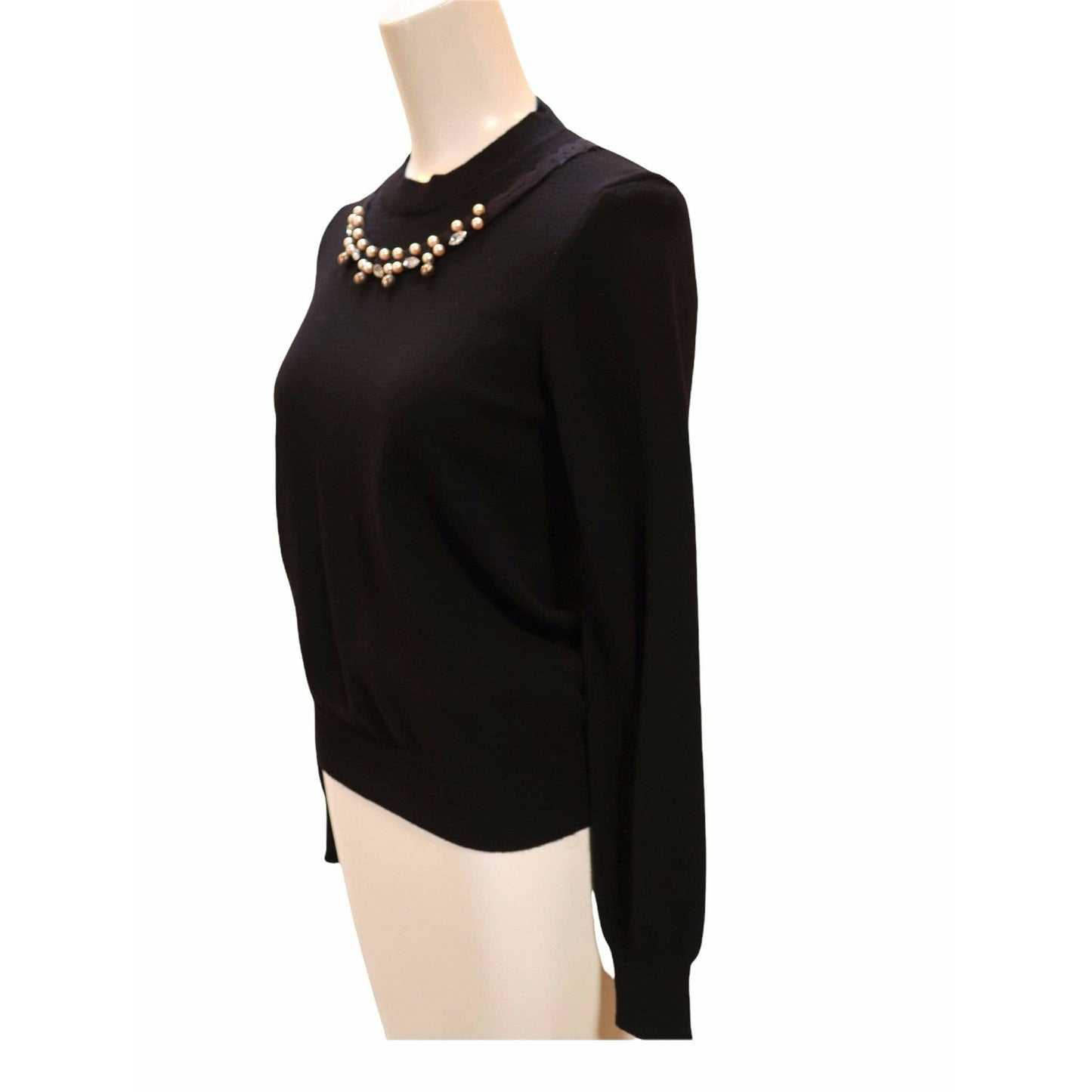 Shirts & Tops comme-des-garcons-pearl-and-crystal-embellished-black-mock-neck-sweater Comme des Garçons Wheat