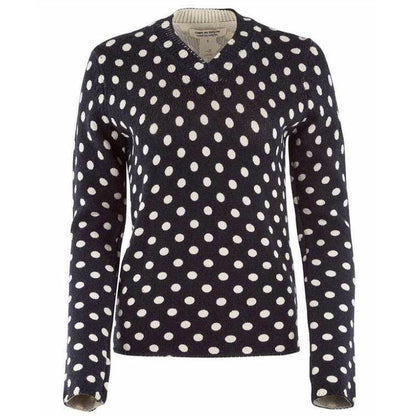 comme-des-garcons-navy-and-white-polkadot-sweater Shirts & Tops Dark Slate Gray