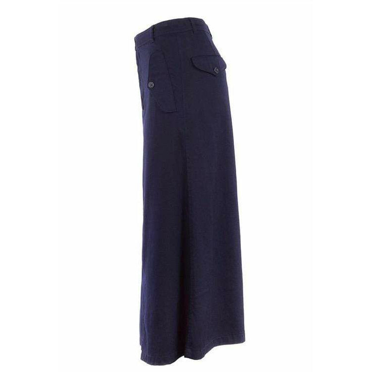comme-des-garcons-navy-asymmetric-maxi-skirt Skirts Dark Slate Gray