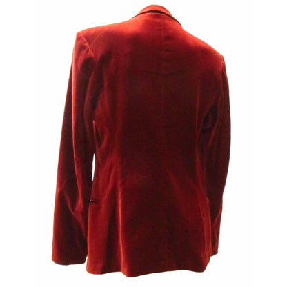 jean-paul-gaultier-rust-colored-velvet-blazer Coats & Jackets Dark Red
