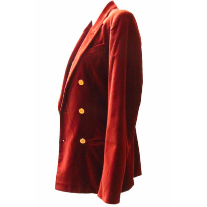 Coats & Jackets jean-paul-gaultier-rust-colored-velvet-blazer Dark Red