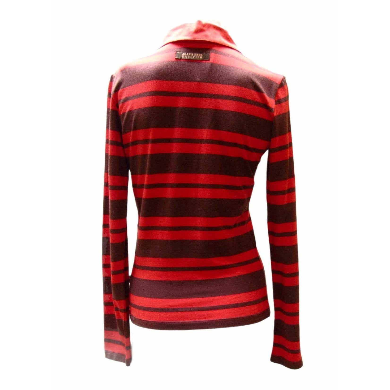 Shirts & Tops jean-paul-gaultier-red-stripe-long-sleeved-polo Jean Paul Gaultier Dark Red