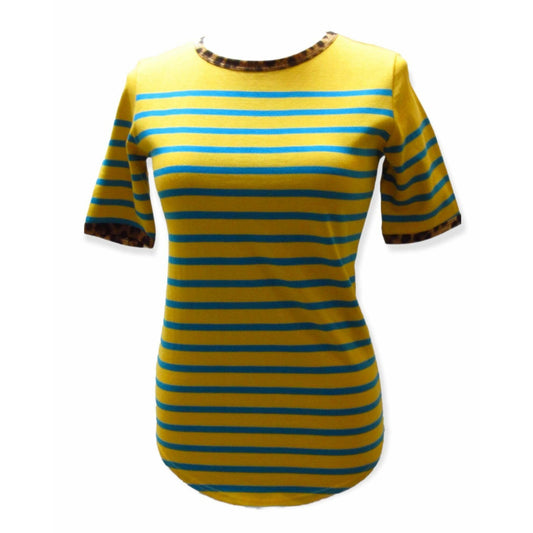 jean-paul-gaultier-yellow-striped-tee Shirts & Tops Saddle Brown