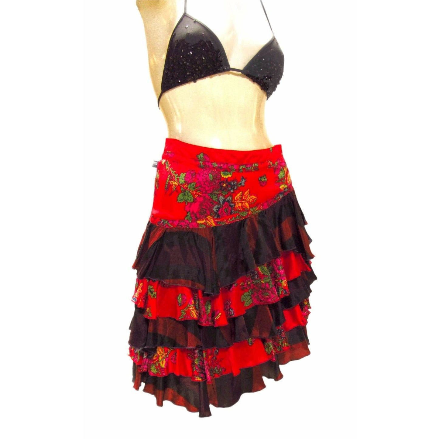 jean-paul-gaultier-floral-tiered-skirt Skirts Bisque